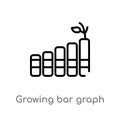 outline growing bar graph vector icon. isolated black simple line element illustration from business concept. editable vector Royalty Free Stock Photo