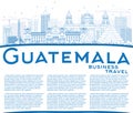 Outline Guatemala Skyline with Blue Buildings and Copy Space.