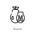 outline guava vector icon. isolated black simple line element illustration from fruits and vegetables concept. editable vector