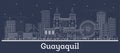 Outline Guayaquil Ecuador City Skyline with White Buildings Royalty Free Stock Photo