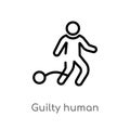 outline guilty human vector icon. isolated black simple line element illustration from feelings concept. editable vector stroke