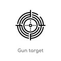 outline gun target vector icon. isolated black simple line element illustration from productivity concept. editable vector stroke Royalty Free Stock Photo