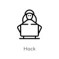outline hack vector icon. isolated black simple line element illustration from cyber concept. editable vector stroke hack icon on