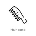 outline hair comb vector icon. isolated black simple line element illustration from beauty concept. editable vector stroke hair Royalty Free Stock Photo