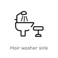 outline hair washer sink vector icon. isolated black simple line element illustration from beauty concept. editable vector stroke Royalty Free Stock Photo