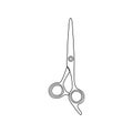 The outline of the hairdressers scissors, isolated on a white background. Sketch vector illustration