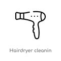 outline hairdryer cleanin vector icon. isolated black simple line element illustration from cleaning concept. editable vector Royalty Free Stock Photo