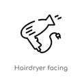 outline hairdryer facing left vector icon. isolated black simple line element illustration from beauty concept. editable vector