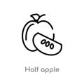 outline half apple vector icon. isolated black simple line element illustration from ecology concept. editable vector stroke half