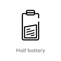outline half battery vector icon. isolated black simple line element illustration from electronic stuff fill concept. editable