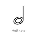 outline half note vector icon. isolated black simple line element illustration from music and media concept. editable vector