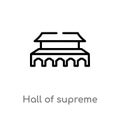 outline hall of supreme harmony in beijing vector icon. isolated black simple line element illustration from monuments concept.