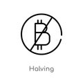 outline halving vector icon. isolated black simple line element illustration from shapes and symbols concept. editable vector