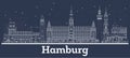 Outline Hamburg Germany City Skyline with White Buildings