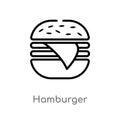 outline hamburger vector icon. isolated black simple line element illustration from american football concept. editable vector