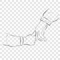 outline hand draw sketch, Adult and Baby Hand at transparent effect background Royalty Free Stock Photo