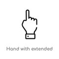 outline hand with extended pointing finger vector icon. isolated black simple line element illustration from american football Royalty Free Stock Photo