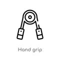 outline hand grip vector icon. isolated black simple line element illustration from gym equipment concept. editable vector stroke Royalty Free Stock Photo