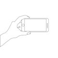 Outline of the hand with the phone horizontally