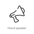 outline hand speaker vector icon. isolated black simple line element illustration from marketing concept. editable vector stroke