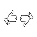 Outline Hand Thumb Up and Hand Thumb Down Icon. Like and Dislike Symbol. Flat Vector Icon Design Template Element. Royalty Free Stock Photo