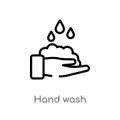 outline hand wash vector icon. isolated black simple line element illustration from cleaning concept. editable vector stroke hand Royalty Free Stock Photo