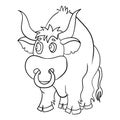 Outline handdrawn kids drawing style. Bull cow or taurus icon. Simple vector illustration. Royalty Free Stock Photo