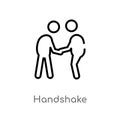 outline handshake vector icon. isolated black simple line element illustration from customer service concept. editable vector Royalty Free Stock Photo
