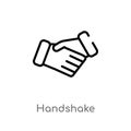 outline handshake vector icon. isolated black simple line element illustration from strategy concept. editable vector stroke Royalty Free Stock Photo