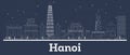 Outline Hanoi Vietnam City Skyline with White Buildings