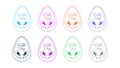 outline happy easter day logo set with various colors