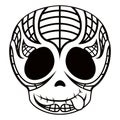 Outline of a happy mexican skull cartoon