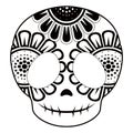 Outline of a happy mexican skull cartoon