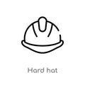 outline hard hat vector icon. isolated black simple line element illustration from productivity concept. editable vector stroke Royalty Free Stock Photo