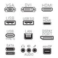 outline hardware interface icons sign symbol set Royalty Free Stock Photo