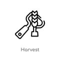 outline harvest vector icon. isolated black simple line element illustration from farming and gardening concept. editable vector Royalty Free Stock Photo