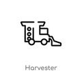 outline harvester vector icon. isolated black simple line element illustration from agriculture concept. editable vector stroke Royalty Free Stock Photo