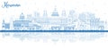 Outline Havana Cuba City Skyline with Blue Buildings and Reflections. Vector Illustration. Royalty Free Stock Photo