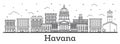 Outline Havana Cuba City Skyline with Historic Buildings Isolate