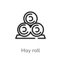 outline hay roll vector icon. isolated black simple line element illustration from farming and gardening concept. editable vector Royalty Free Stock Photo