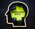 Outline of the head with inscription Hindsight bias on paper. Royalty Free Stock Photo