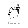 outline headache vector icon. isolated black simple line element illustration from smileys concept. editable vector stroke Royalty Free Stock Photo