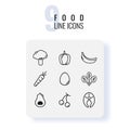 Outline healthy food icons set for web and applications