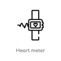 outline heart meter vector icon. isolated black simple line element illustration from measurement concept. editable vector stroke Royalty Free Stock Photo