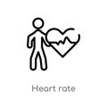 outline heart rate vector icon. isolated black simple line element illustration from activities concept. editable vector stroke Royalty Free Stock Photo