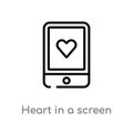 outline heart in a screen vector icon. isolated black simple line element illustration from technology concept. editable vector Royalty Free Stock Photo