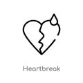 outline heartbreak vector icon. isolated black simple line element illustration from shapes concept. editable vector stroke