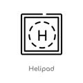 outline helipad vector icon. isolated black simple line element illustration from alert concept. editable vector stroke helipad