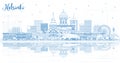 Outline Helsinki Finland City Skyline with Blue Buildings and Reflections Royalty Free Stock Photo