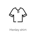 outline henley shirt vector icon. isolated black simple line element illustration from clothes concept. editable vector stroke